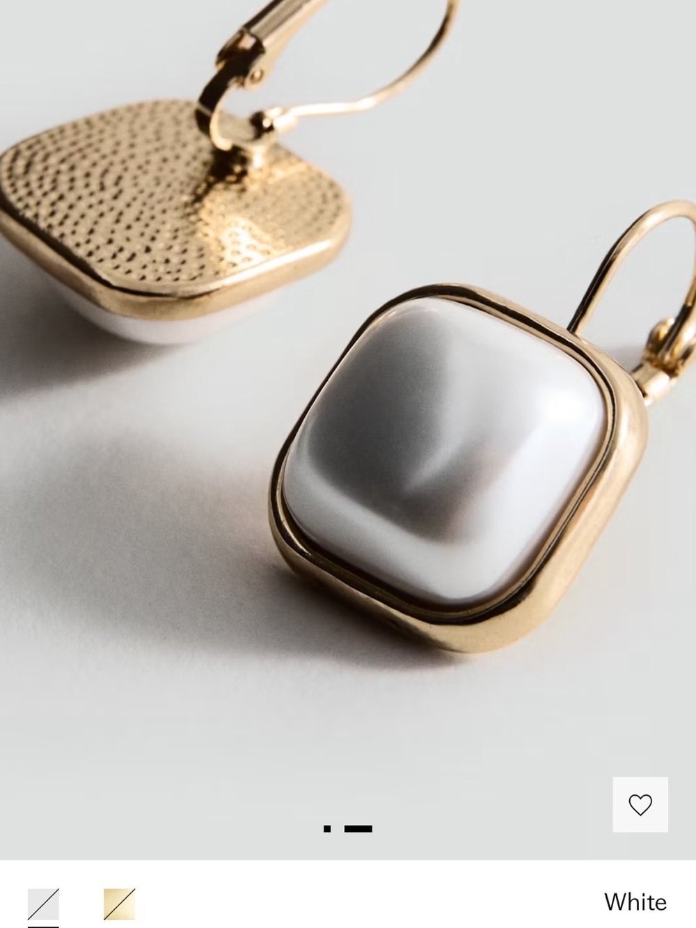 Mango Hoop Gold-Framed White Pearl Square Drop Earrings - Picture 2 of 4